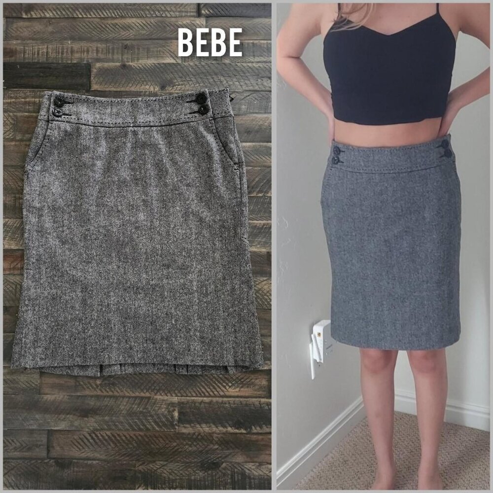Bebe light gray wool pencil skirt size 6
